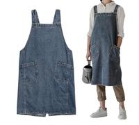POHOVE Tablier en jean avec grandes poches, sans nœuds, tablier croisé dans le dos avec poches pour cuisine, pour homme et femme
