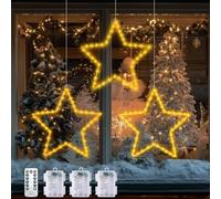 POIFL Lumière Étoilée Extra-Large 3 Pièces, 30 CM 40 LEDs Guirlande Lumineuse Étoile de Noël à Piles, Télécommande & Minuterie, 8 Modes Lumières Fenêtre Décorative de Noël pour Extérieur, Balcon,Sapin