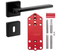 Poignée de porte ADAMO noire mate carrée avec rosettes pour portes de chambre Poignée de porte avec matériel de montage et gabarit de perçage de SOTECH