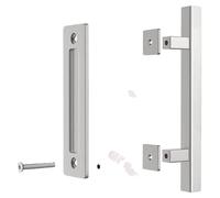 Poignée de porte coulissante, design double face, acier inoxydable durable, finition argentée