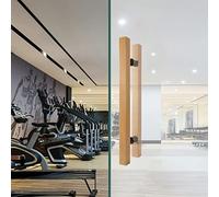 Poignée de Porte d'entrée vitrée Moderne à Pousser/Tirer, kit Complet de poignée carrée Double Face en Bois pour Portes-fenêtres coulissantes/Portes de Garage/entrées ext