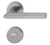 Poignée de porte double sur rosaces rondes Stockholm finition inox - à condamnation sans voyant HOPPE