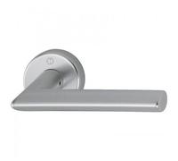 Poignée de porte double sur rosaces rondes Stockholm finition inox - bec de cane HOPPE