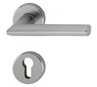 Poignée de porte double sur rosaces rondes Stockholm finition inox - clé I HOPPE