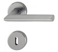 Poignée de porte double sur rosaces rondes Stockholm finition inox - clé L HOPPE