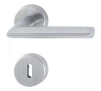 Poignée de porte double sur rosaces rondes - Stockholm - inox mat - clé L HOPPE