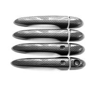 Poignée de Porte extérieure coulissante Cache-poignée de Porte en Carbone Noir Brillant Garniture de Cache-culbuteurs pour Fiat 500X 500 2016 2017 2018 2019 2020 2021 2022 2023