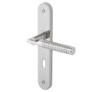 POIGNEE DE PORTE MODERNE POUR VERROU SERRURE ALUMINIUM ET ACIER FINITION NICKEL BROSSE SALON CHAMBRE ENTREE 240 x 40 x 11 mm