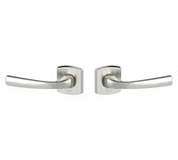 Poignée de porte Muze avec rosace, en zinc, finition platine, entraxe de 7 mm