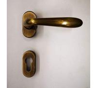 Poignée de porte Sidney 1126 en Maritech bronze rayé, trou Yale, complète pour une porte denture + extérieur, rosace ovale