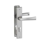 Poignée de porte sur grande plaque - aluminium chrome satiné - Flex condamnation VACHETTE