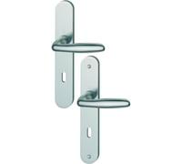 Hoppe Poignée de porte sur plaque Verona – alu aspect inox – Clé I