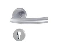 Poignée de porte sur rosace inox mat - Clé I - Trondheim - Hoppe et cie | Poignée de porte sur rosace inox mat - Clé I - Trondheim - Hoppe et cie