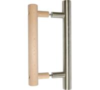 Poignée de sauna, diamètre 20 mm, intérieur en bois, extérieur en acier inoxydable - poignée de sauna pour intérieur et extérieur