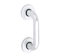 Poignée de tirage droite sur rosaces - porte battante - alu argent VACHETTE