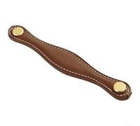 Poignée de tiroir de placard en cuir avec base en laiton et microfibre pour porte d'armoire et de meubles installation un trou en noir, vert olive, rouge marron, orange crépusculaire (I) 17 x 3 x 1 cm