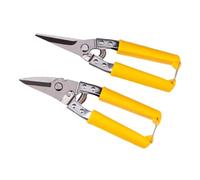 Poignée PP Ciseaux à Tôle Droits, Jaune Acier Inoxydable | Mécanisme Auto-tendant, Loquet de Sécurité, Coupe Nette, Usage Horticulture et Tapis, Rangement Sûr