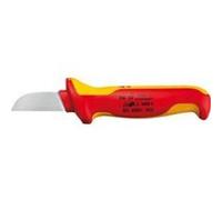 Knipex Couteau d'électricien 98 52 VDE – Lame fixe acier poignée multi-composant orange/rouge – 1 pc