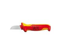 Knipex Couteau d'électricien 98 52 VDE – Lame fixe acier poignée multi-composant orange/rouge – 1 pc