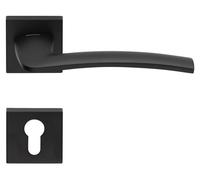 Poignées cylindre rosace carrée Click Clack, laiton noir , Lot de 12