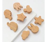 Poignées D'armoires D'animaux En Bois, Crochets En Bois À Nuage, Poignées De Meubles Pour Armoires Et Tiroirs, Boutons De Porte, Tirettes De Porte De Garde-robe De Cuisine Ours,Chat,Dinosaure,Chien,Él