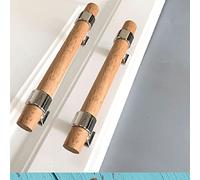 Poignées de Meuble en Bois 2 Pièces - Boutons Modernes en Forme d'Arc pour Cuisine, Tiroir, Porte, Placard - Ajustables (Centre du Trou 128mm, Chrome)