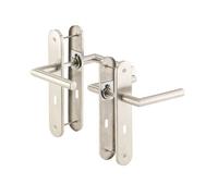 Poignées de porte à plaque longue en acier inoxydable - AGT - Double - Ressort de rappel - Verrou rotatif