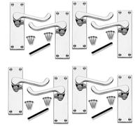 Poignées de porte de style victorien, en chrome poli, lot de 4, dimensions : 118 x 42 mm