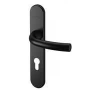 Poignées de porte doubles sur plaques - Arcade - aluminium - bec-de-cane - noir NORMBAU