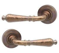 Poignées de porte en laiton massif, de style ancien, martelées, de 112 mm, lot de 2