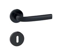 Poignées de porte sur rosaces rondes Logio finition noir mat Onyx - clé L VACHETTE