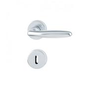 Poignées de porte sur rosaces rondes Verona -aluminium finition argent - clé L HOPPE