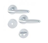 Poignées de porte sur rosaces rondes Verona -aluminium finition argent - condamnation HOPPE