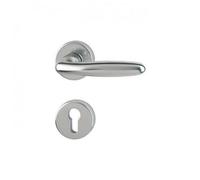 Poignées de porte sur rosaces rondes Verona - aluminium finition inox - clé I HOPPE