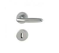Poignées de porte sur rosaces rondes Verona - aluminium finition inox - clé L HOPPE