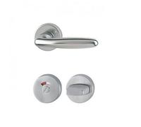 Poignées de porte sur rosaces rondes Verona - aluminium finition inox - condamnation avec voyant HOPPE