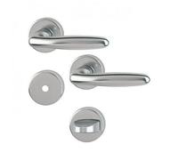Poignées de porte sur rosaces rondes Verona - aluminium finition inox - condamnation HOPPE