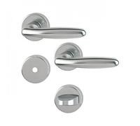 Poignées de porte sur rosaces rondes Verona - aluminium finition inox - condamnation HOPPE
