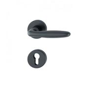 Poignées de porte sur rosaces rondes Verona - aluminium noir mat - clé I HOPPE