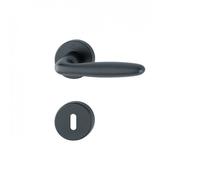 Poignées de porte sur rosaces rondes Verona - aluminium noir mat - clé L HOPPE