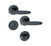 Poignées de porte sur rosaces rondes Verona - aluminium noir mat - condamnation HOPPE