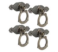 Poignées de tiroir rétro 65 mm de long style antique | Finition en laiton antique, construction en alliage de zinc, taille 65 x 48 mm, s'adapte aux commodes, armoires, boîtes