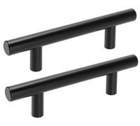 Poignées en T, 76 mm, en acier inoxydable, noires, lot de 15