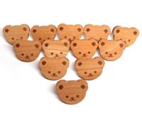 Poignées et boutons de tiroir en bois avec motif ours | Poignées en bois naturel pour armoires, meubles de cuisine et meubles bohèmes | Poignées décoratives en bois avec motifs animaliers et montage f
