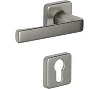 Poignées sur rosaces carrées clé I - aluminium argent - Kaza VACHETTE