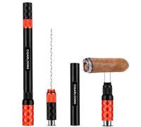 Poinçon à Cigares, Outil de tirage de Cigare 4 en 1 Ensemble forets à Cigare avec Double Aiguille en Acier Inoxydable et Coffret Cadeau pour Les Amateurs de cigares (Noir Rouge)