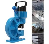 Poinçonneuse hydraulique - Presse industrielle - 31 t - Profondeur de coupe 9,5 cm - Pour tôles de 6 mm - Jeu d'outils de poinçonnage - Bleu