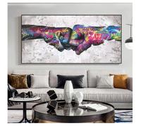 Poing Bump Graffiti Art Toile Peintures Street Wall Art Affiches et Gravures Coloré Mur Salon Décor À La Maison 70x140cm Sans Cadre