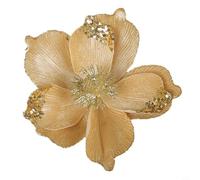Poinsettia de Noël à paillettes de 22 cm - Décoration de fête de Noël - Décoration de fête pour la maison, un mariage, l'intérieur et l'extérieur (doré)