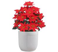 Poinsettia Fleurs de poinsettia réalistes pour l'extérieur | Décoration de Noël d'extérieur pour cour, patio, portail, bureau, fête, festival, couronne créative et idées d'affichage :